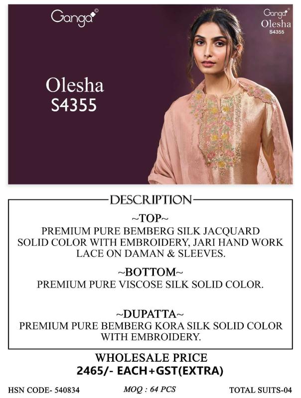 Ganga olesha  4355 wholesale kurti dress material